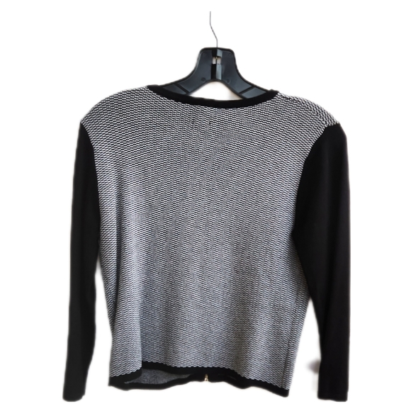 Saks Fifth Avenue "Black" Label Zip Cardigan Sweater | Black & White Size S NWT - Picture 3 of 11